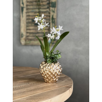 Aardbei vaas gold met kunst plantjes