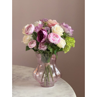 Zijden boeket Happy inclusief vaas