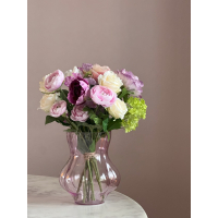 Zijden boeket Happy inclusief vaas