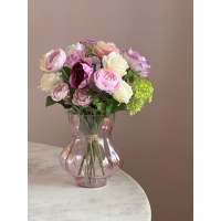 Zijden boeket Happy inclusief vaas