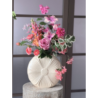 Zijden boeket in Daisy vaas