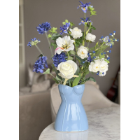 Zijden boeket Blue Baby inclusief vaas