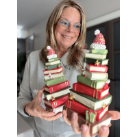 Stapel kerstboeken beeld
