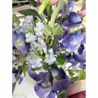 Zijden boeket Blue Baby inclusief vaas