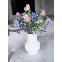 Zijden boeket Blue Baby inclusief vaas