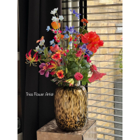 Zijden boeket Happy inclusief vaas