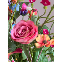 Zijden boeket Happy inclusief vaas