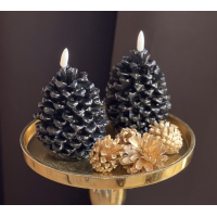 Led Dennenappel zwart groot 14cm