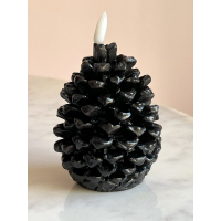 Led Dennenappel zwart groot 14cm