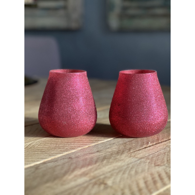 Theelicht Light&Living glitter/roze 2stuks