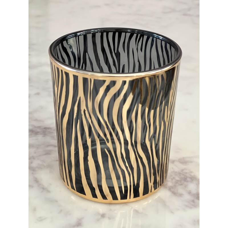 Zebra print waxinelichtje houder 10cm