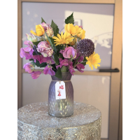 Zijden boeket multi met gratis vaas