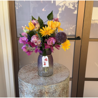 Zijden boeket multi met gratis vaas