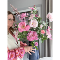 Zijden boeket Pink inclusief vaas
