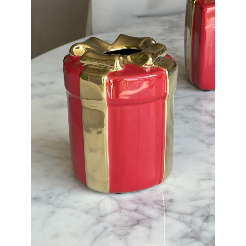 Cadeau vaas rood rond