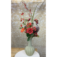 Zijden boeket Red inclusief vaas