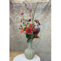 Zijden boeket Red inclusief vaas