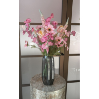 Zijden boeket roze met gratis vaas 