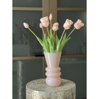 Roze set Tulpen met vaas