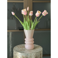 Roze set Tulpen met vaas