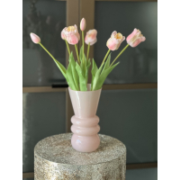 Roze set Tulpen met vaas