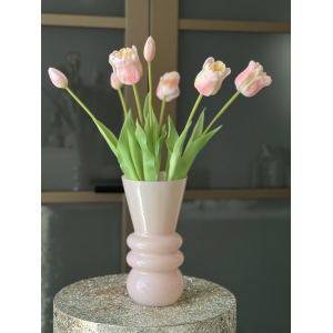 Roze set Tulpen met vaas