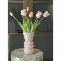 Roze set Tulpen met vaas