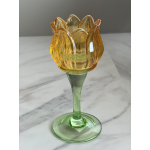 Tulp waxinelichthouder oranje/geel 17.5cm