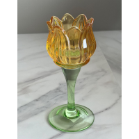 Tulp waxinelichthouder oranje/geel 17.5cm