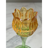 Tulp waxinelichthouder oranje/geel 17.5cm