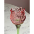 Tulp waxinelichthouder glas roze 17.5cm