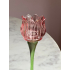 Tulp waxinelichthouder glas roze 22cm 
