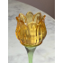 Tulp waxinelichthouder glas orange 17.5cm