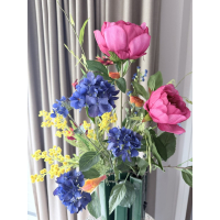 Vaas inclusief zijden bloemen