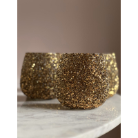 Waxinelicht houder brons/goud strass 