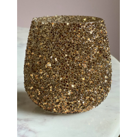 Waxinelicht houder brons/goud strass 