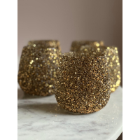 Waxinelicht houder brons/goud strass 