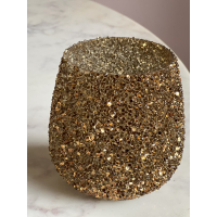 Waxinelicht houder brons/goud strass 