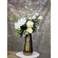 Zijden boeket wit inclusief vaas