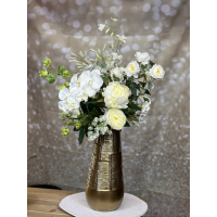 Zijden boeket wit inclusief vaas