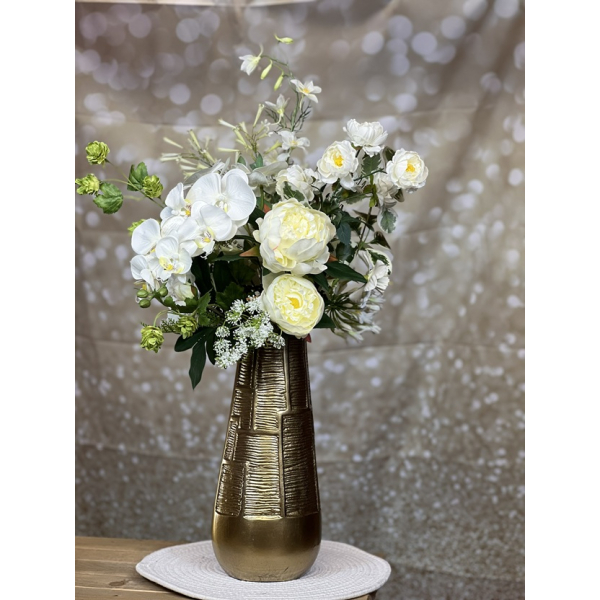 Zijden boeket wit inclusief vaas