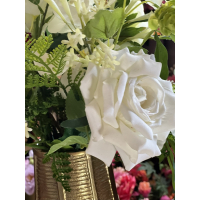 Zijden boeket wit inclusief vaas