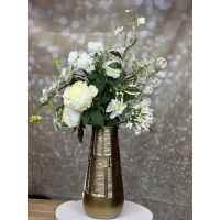 Zijden boeket wit inclusief vaas