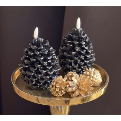Led Dennenappel zwart groot 14cm Led Dennenappel zwart groot 14cm