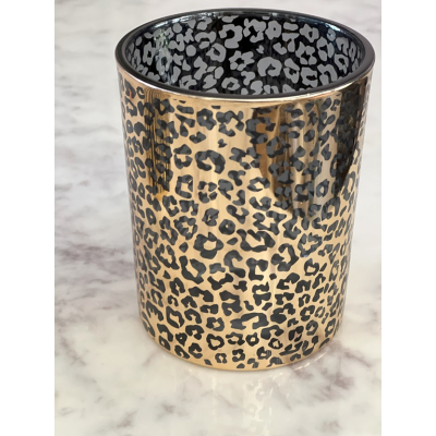 Panter print waxinelichtje houder 12.5cm Panter print waxinelichtje houder 12.5cm