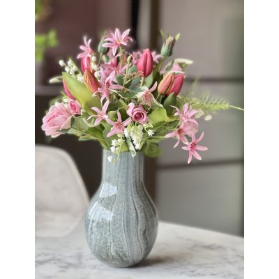 Zijden boeket Pink Dream inclusief vaas