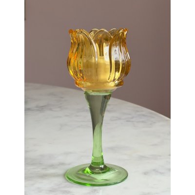 Tulp waxinelichthouder glas orange 17.5cm Tulp waxinelichthouder glas orange 17.5cm