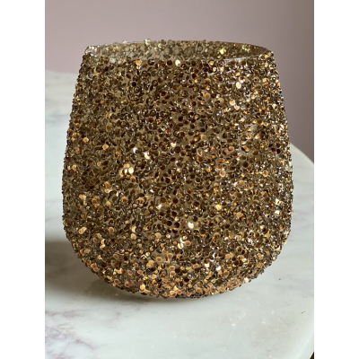 Waxinelicht houder brons/goud strass Waxinelicht houder brons/goud strass